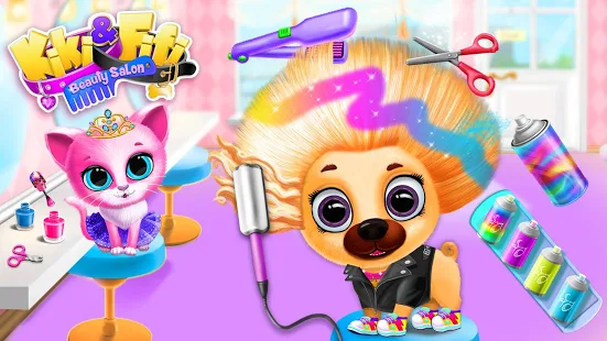 Взломанная Kiki & Fifi Pet Beauty Salon - Haircut & Makeup на Андроид - Мод бесконечные деньги